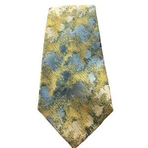Monsieur Bernard Vintage 1970s Wide Yellow Gold & Blue Polyester MCM Disco Mens